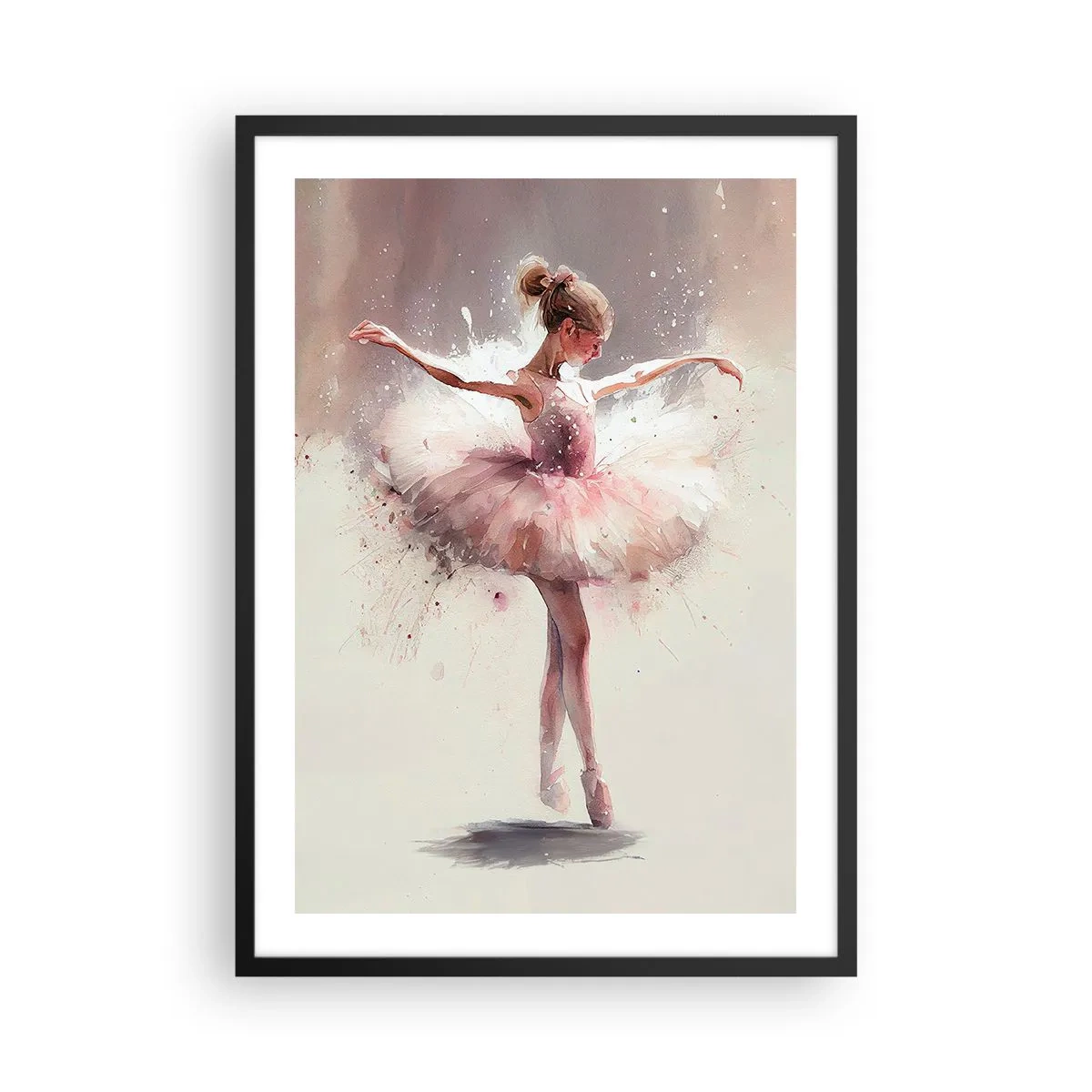 Poster in een zwarte lijst - Ballerina in artistieke beweging - 50x70cm - Als een jonge vogel - Moderne wanddecoratie voor woonkamer en slaapkamer ARTTOR