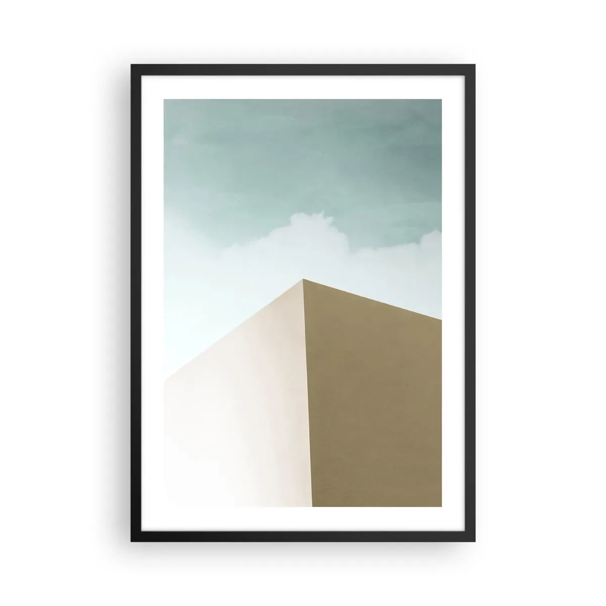 Poster in een zwarte lijst - Een minimalistisch gebouw met een delicate lucht - 50x70cm - De geometrie van een zonnige zomer - Moderne wanddecoratie voor woonkamer en slaapkamer ARTTOR