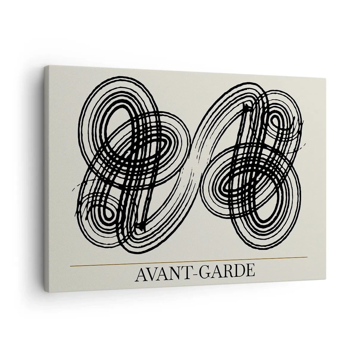 Schilderen op canvas - Abstracte zwarte lijnen op een lichte achtergrond in avant-gardestijl. - 70x50cm - Het kwam er spontaan uit - Moderne wanddecoratie voor woonkamer en slaapkamer ARTTOR