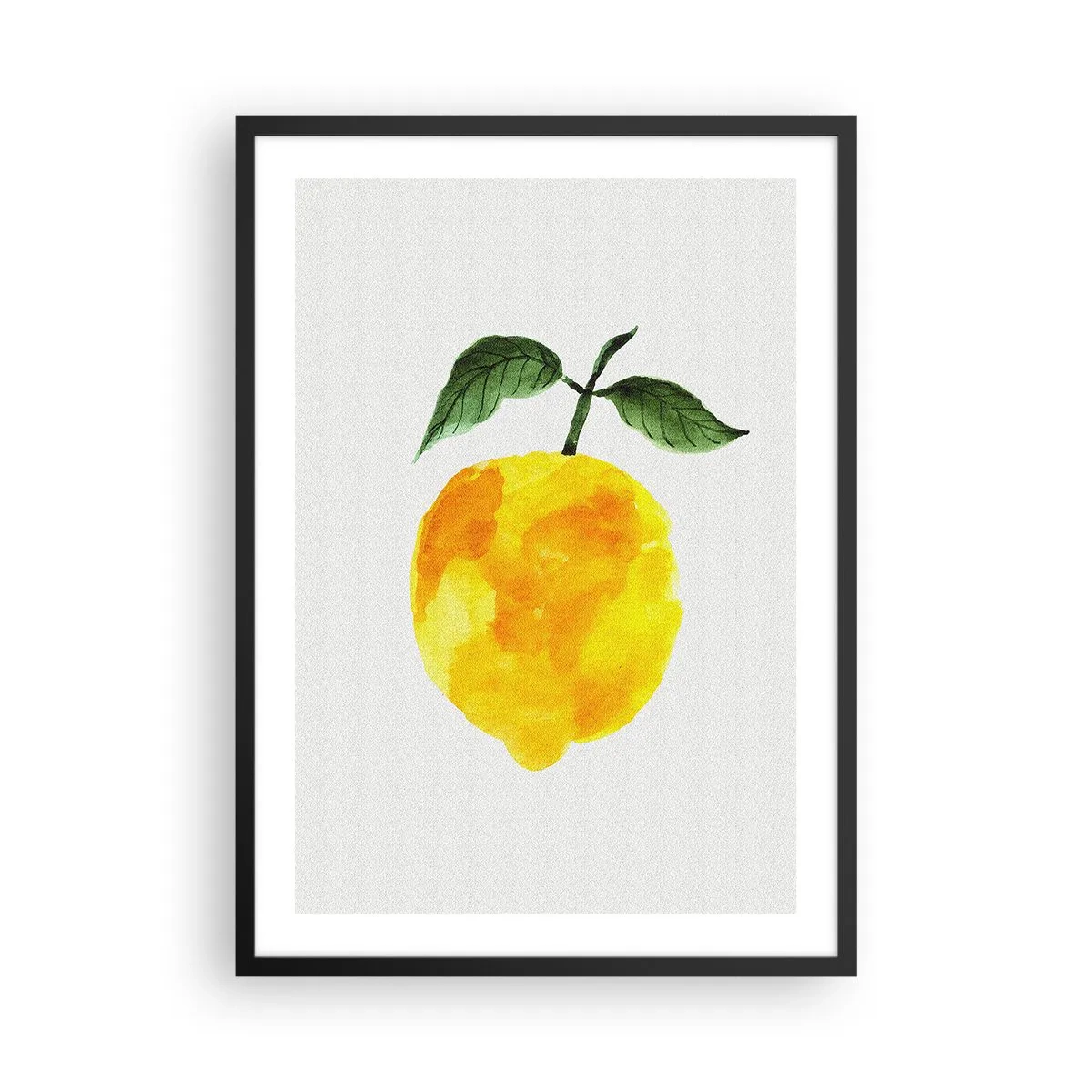 Poster in een zwarte lijst - Aquarelillustratie van een citroen met bladeren op een lichte achtergrond - 50x70cm - Hoe proef je de zon? - Moderne wanddecoratie voor woonkamer en slaapkamer ARTTOR
