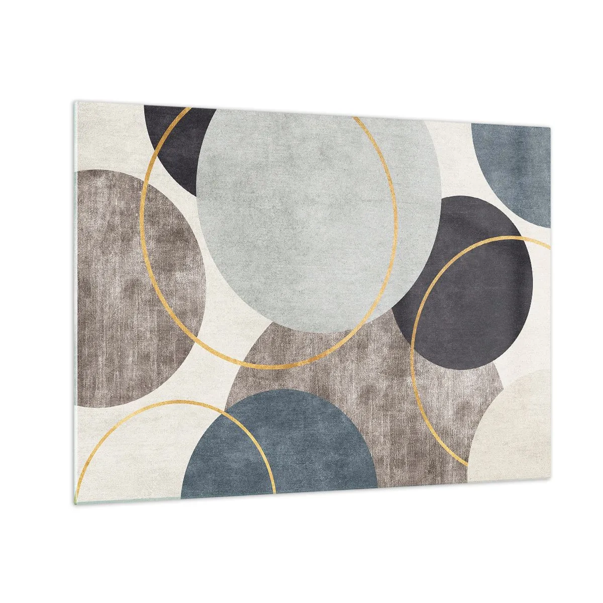 Schilderen op glas - Een compositie van cirkels in gedempte kleuren - 70x50cm - Wiel voor wiel - Moderne wanddecoratie voor woonkamer en slaapkamer ARTTOR