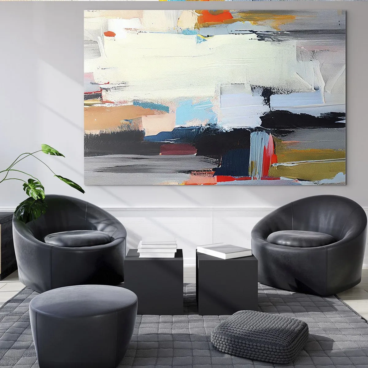 Schilderen op glas - Abstracte compositie met kleurrijke vlekken en strepen - 70x50cm - Is er een methode? - Moderne wanddecoratie voor woonkamer en slaapkamer ARTTOR