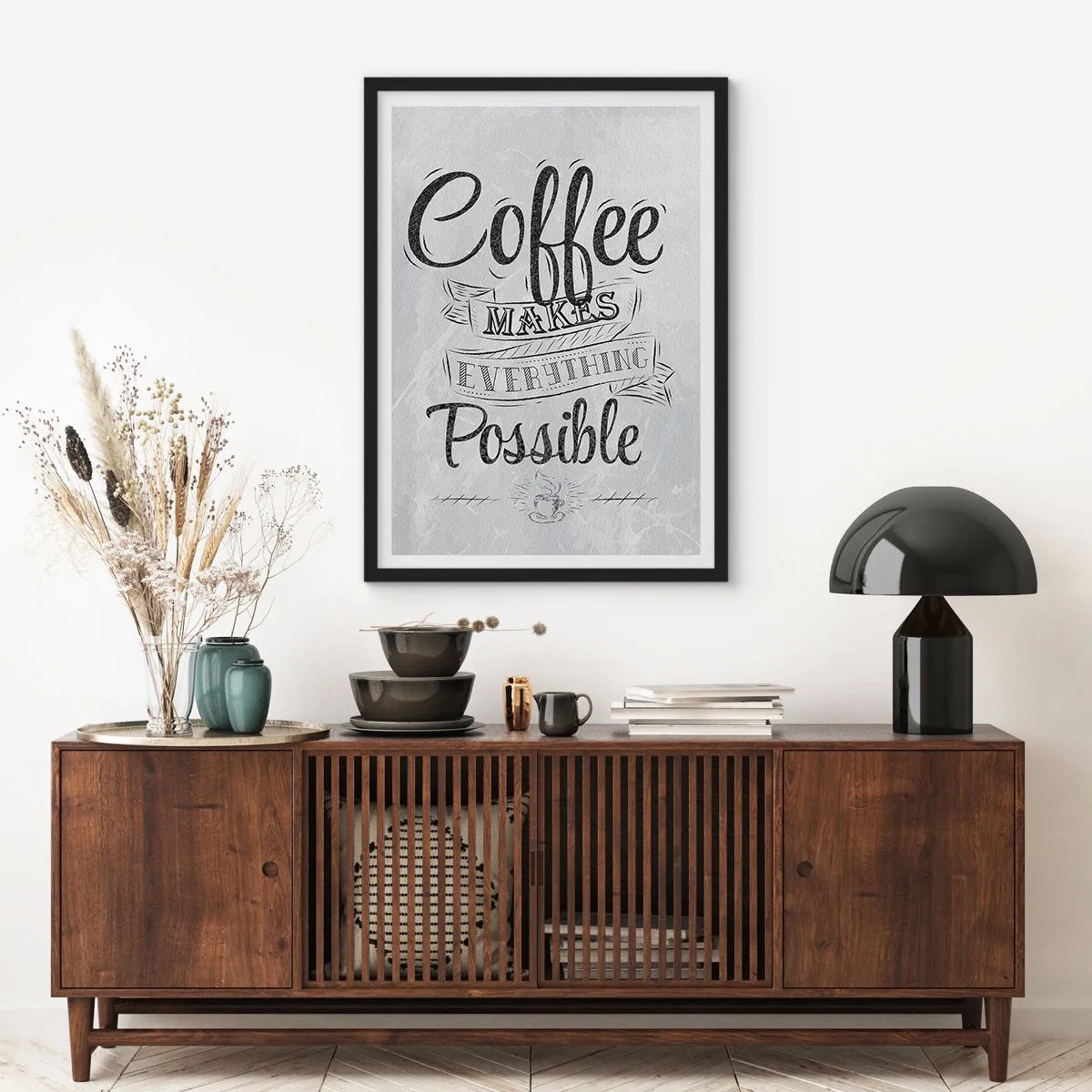 Poster in een zwarte lijst - Motiverende poster over koffie - 50x70cm - Hoe kun je niet van koffie houden? - Moderne wanddecoratie voor woonkamer en slaapkamer ARTTOR