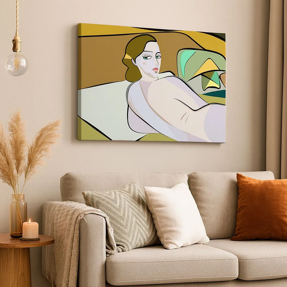 Schilderen op canvas - Abstract figuur in moderne stijl - 70x50cm - Intiem portret - Moderne wanddecoratie voor woonkamer en slaapkamer ARTTOR