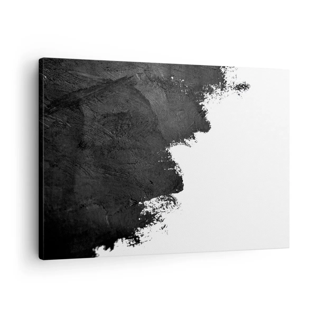 Schilderen op canvas - Zwart-wit abstractie met contrasterende penseelstreken - 70x50cm - Elementen: aarde - Moderne wanddecoratie voor woonkamer en slaapkamer ARTTOR