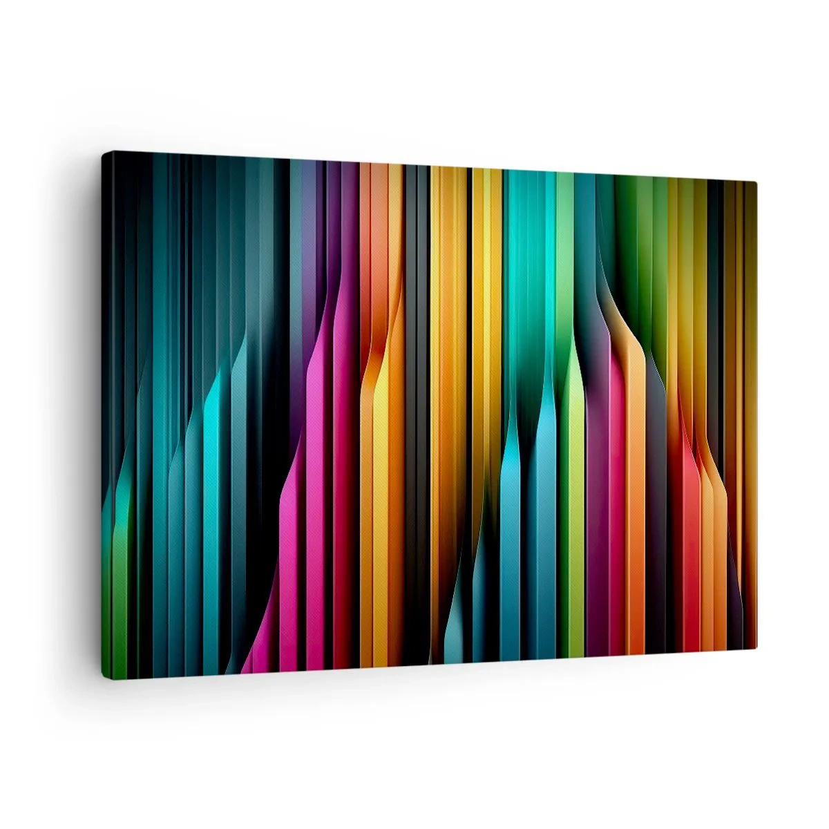 Schilderen op canvas - Kleurrijke verticale lijnen creëren een dynamische abstractie. - 70x50cm - Lichtorgel - Moderne wanddecoratie voor woonkamer en slaapkamer ARTTOR