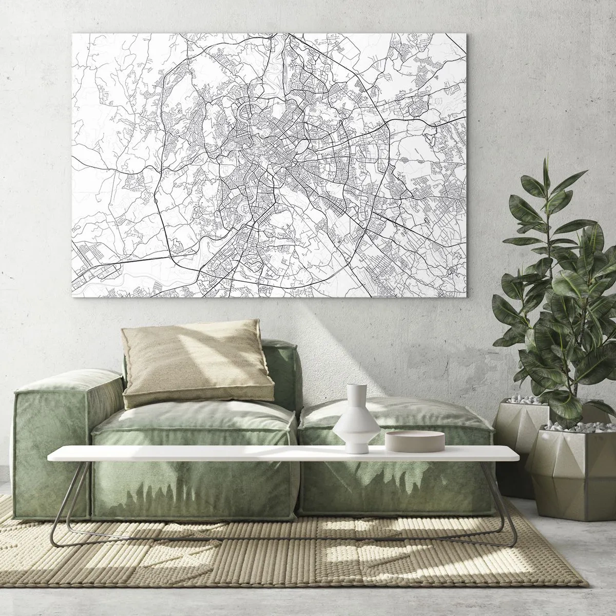 Schilderen op glas - Kaart van Rome met een duidelijke cirkelvormige wegenindeling - 70x50cm - Romeinse cirkel - Moderne wanddecoratie voor woonkamer en slaapkamer ARTTOR