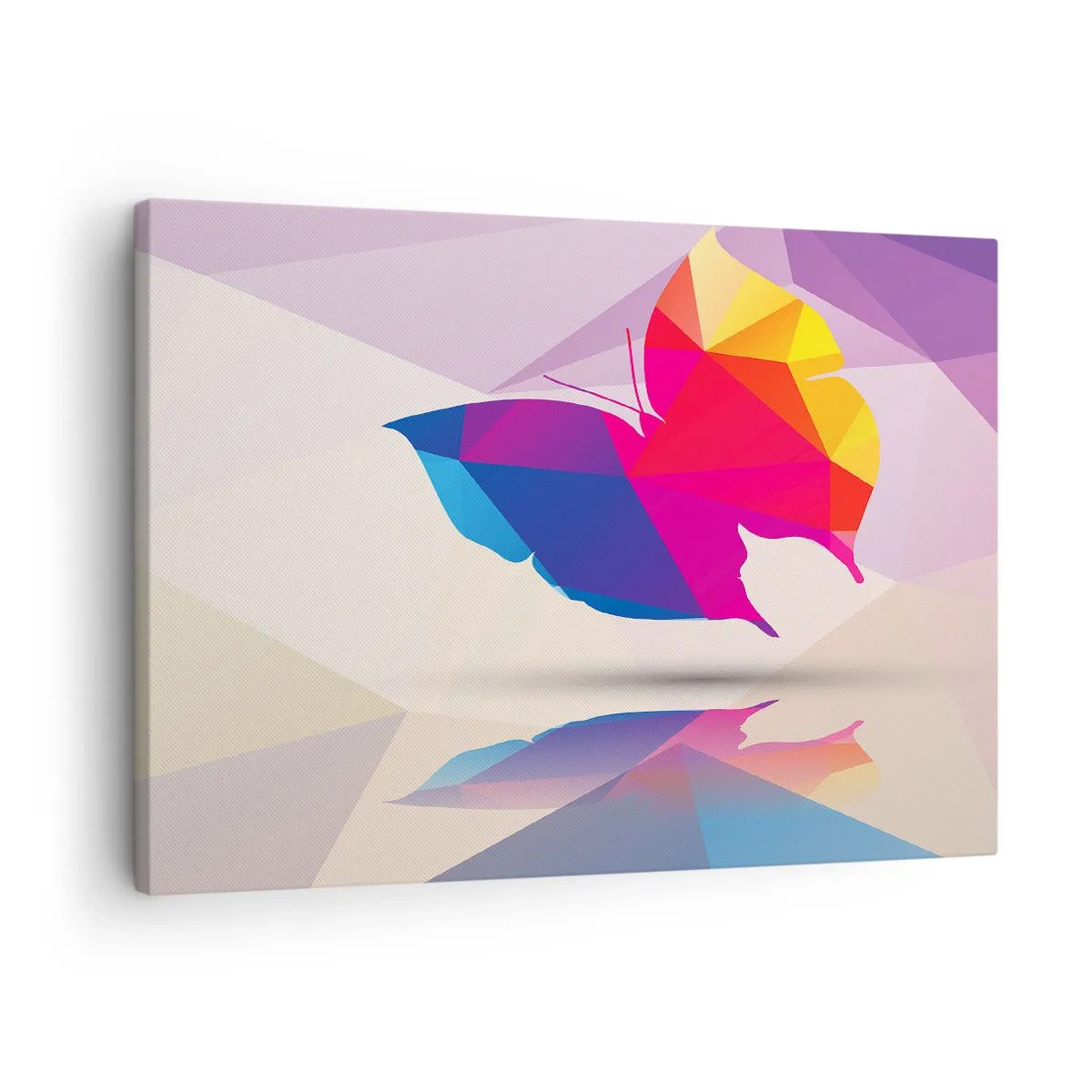 Schilderen op canvas - Geometrisch vlindersilhouet in levendige kleuren - 70x50cm - Vlinder regenboog - Moderne wanddecoratie voor woonkamer en slaapkamer ARTTOR