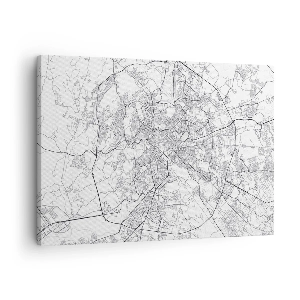 Schilderen op canvas - Een stadskaart in minimalistische stijl met delicate lijnen - 70x50cm - Romeinse cirkel - Moderne wanddecoratie voor woonkamer en slaapkamer ARTTOR