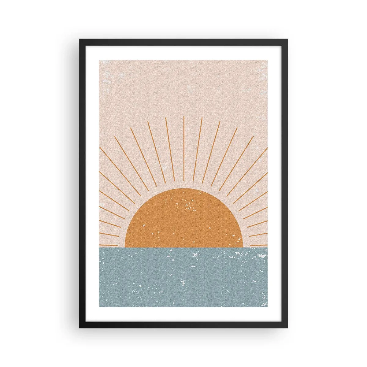 Poster in een zwarte lijst - Minimalistische vintage zon boven de horizon - 50x70cm - Een dagelijks wonder - Moderne wanddecoratie voor woonkamer en slaapkamer ARTTOR