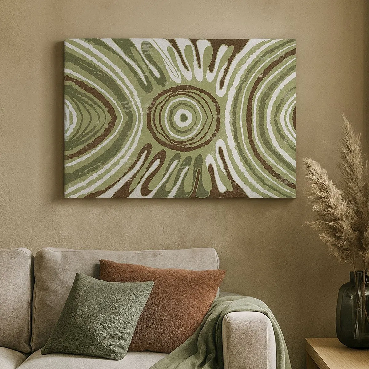 Schilderen op canvas - Abstracte patronen in tinten groen en bruin - 70x50cm - Een explosie van emoties - Moderne wanddecoratie voor woonkamer en slaapkamer ARTTOR
