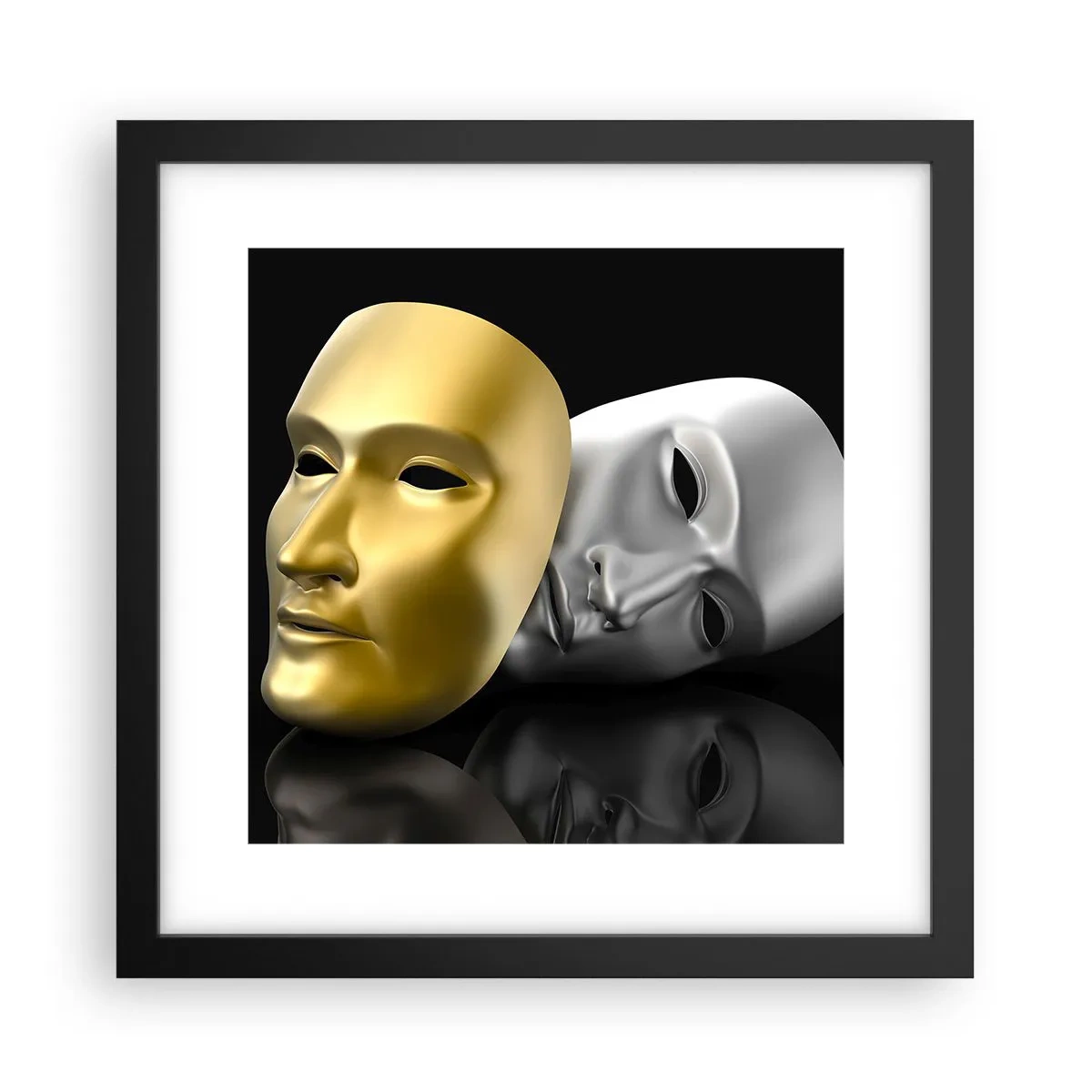 Poster in een zwarte lijst - Het leven is theater - 30x30 cm