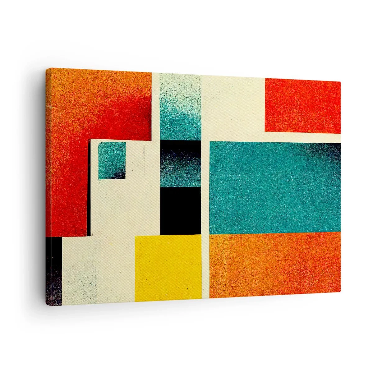 Schilderen op canvas - Geometrische abstractie met gekleurde rechthoeken en vierkanten - 70x50cm - Geometrische abstractie – goede energie - Moderne wanddecoratie voor woonkamer en slaapkamer ARTTOR