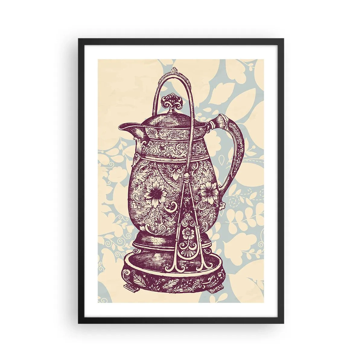 Poster in een zwarte lijst - Een versierde vintage kan op een decoratieve achtergrond - 50x70cm - De schoonheid van het dagelijks leven - Moderne wanddecoratie voor woonkamer en slaapkamer ARTTOR