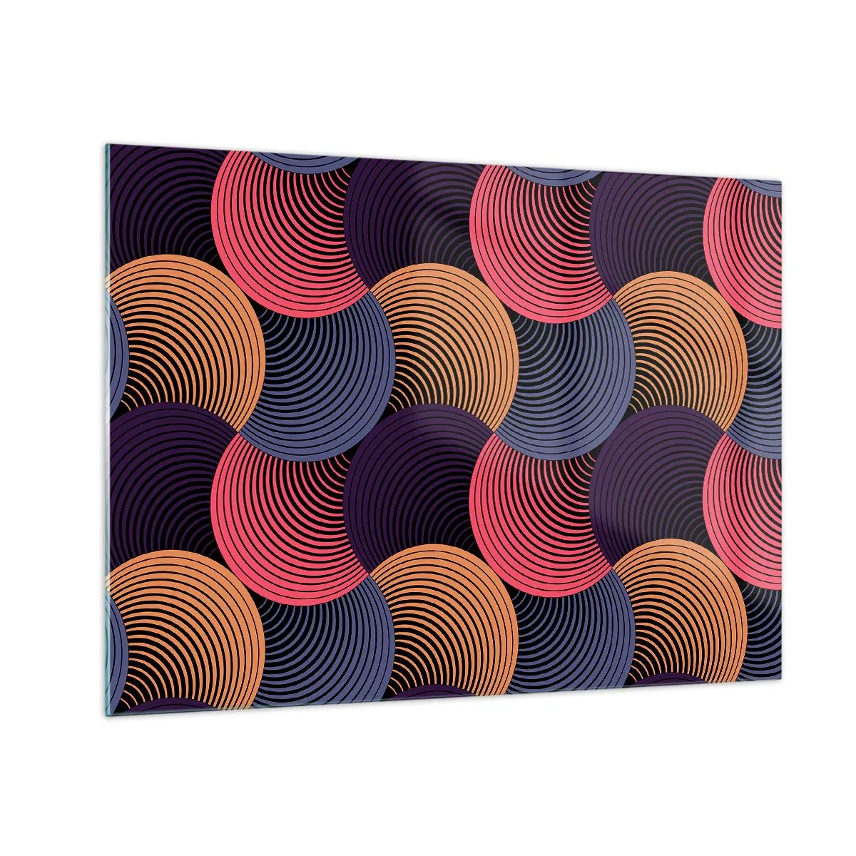 Schilderen op glas - Kleurrijke concentrische cirkels die een geometrisch patroon vormen - 70x50cm - In een cirkelvormig ritme - Moderne wanddecoratie voor woonkamer en slaapkamer ARTTOR