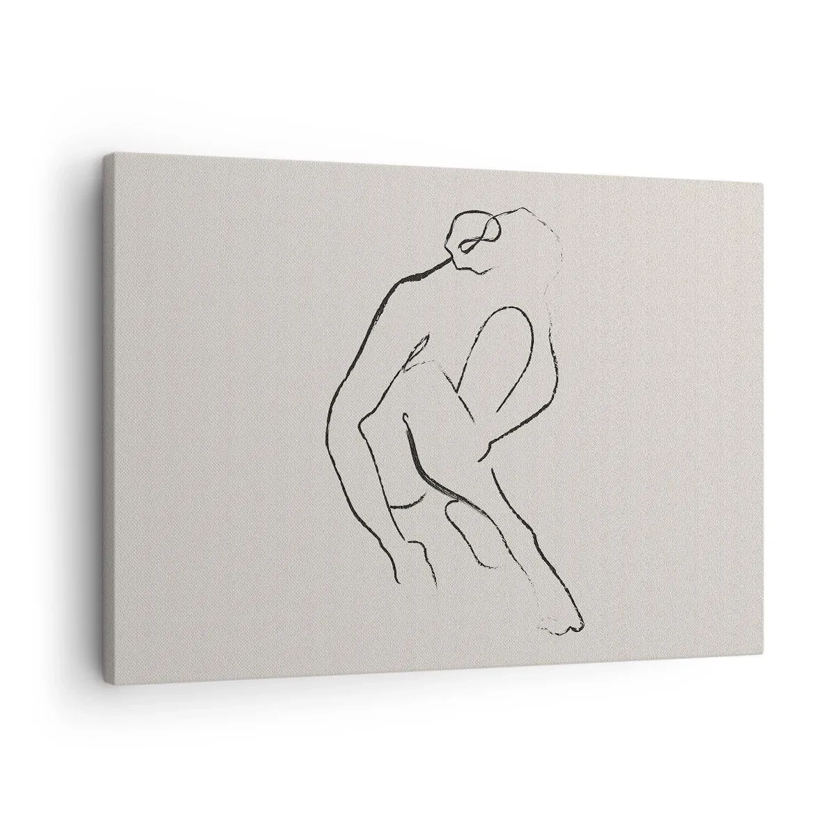 Schilderen op canvas - Een minimalistisch silhouet in zwart op een lichte achtergrond - 70x50cm - Intieme schets - Moderne wanddecoratie voor woonkamer en slaapkamer ARTTOR