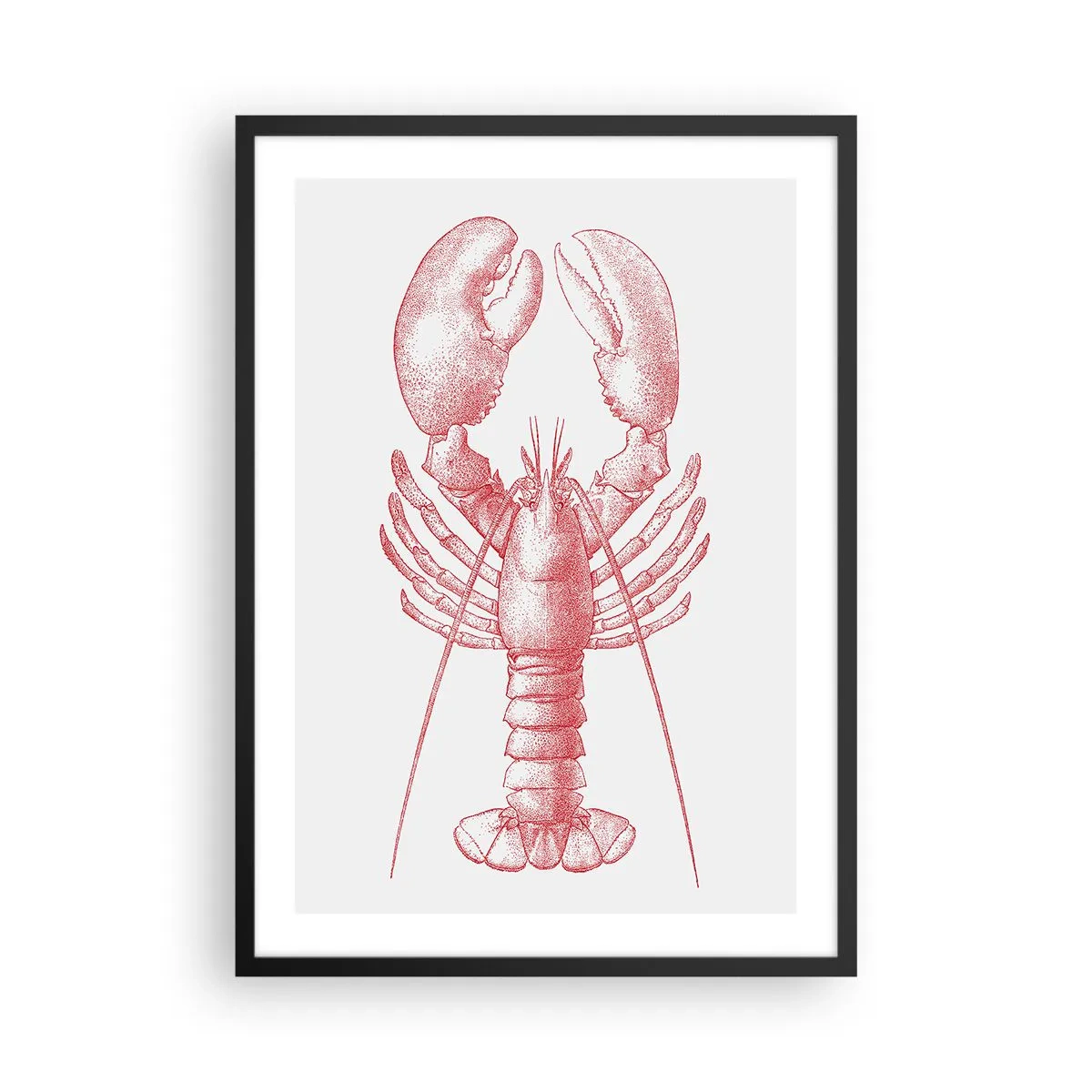 Poster in een zwarte lijst - Vintage kreefttekening op een lichte achtergrond - 50x70cm - Een kreeft waardig Homer - Moderne wanddecoratie voor woonkamer en slaapkamer ARTTOR