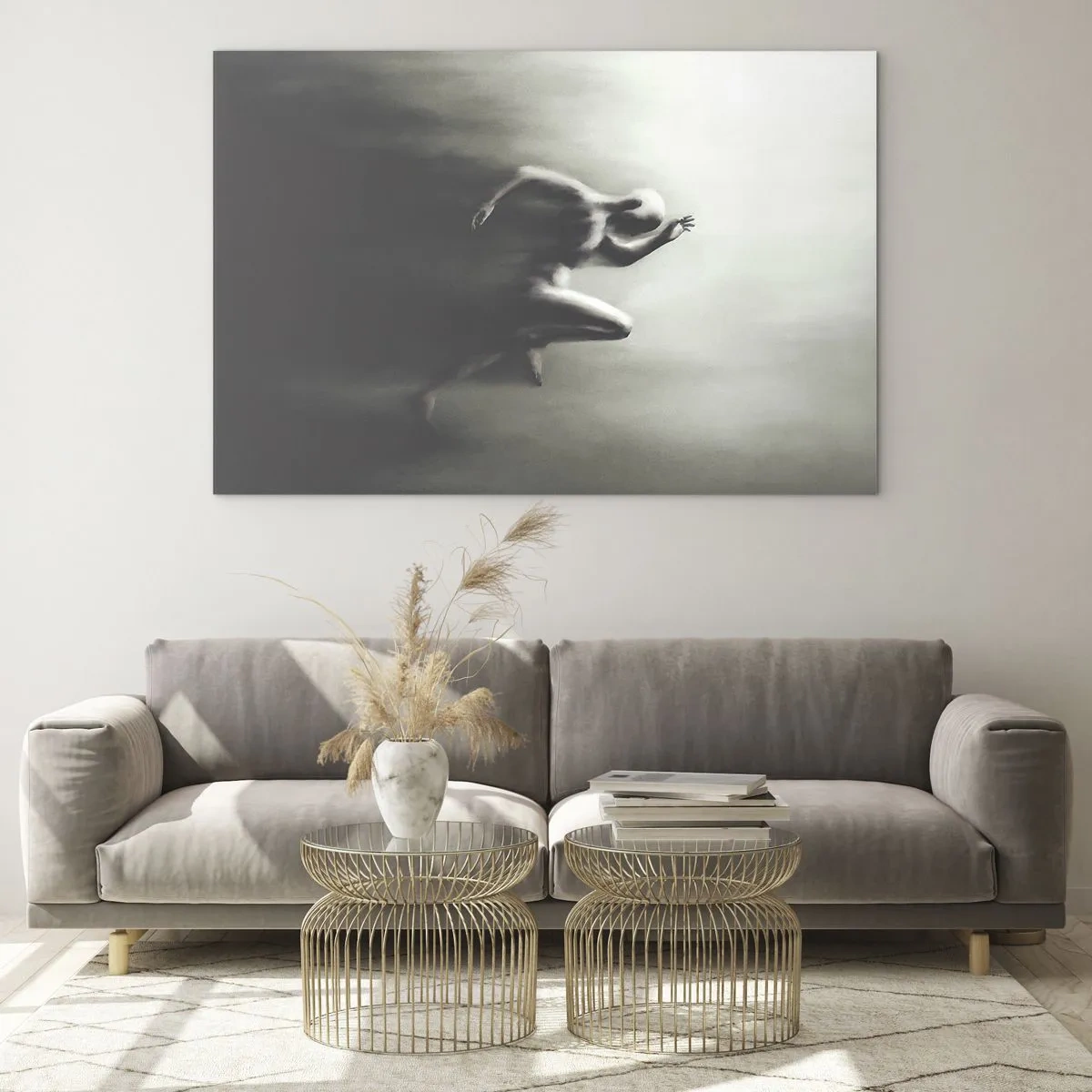 Schilderen op glas - Dynamisch silhouet van een rennende figuur in wazig licht - 70x50cm - Niet te stopen - Moderne wanddecoratie voor woonkamer en slaapkamer ARTTOR