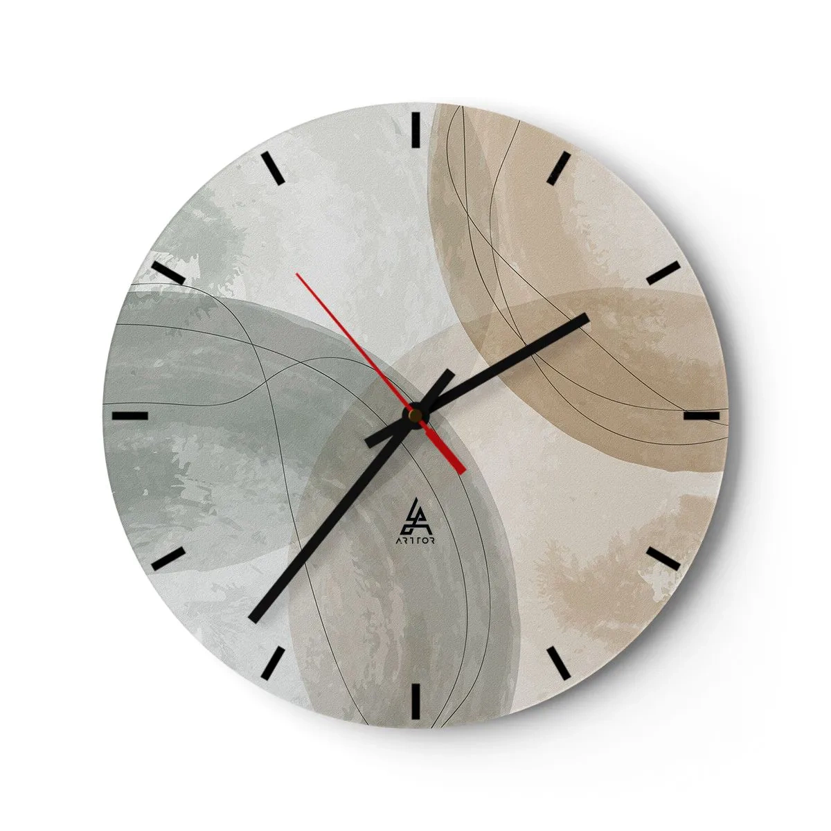 Wandklok - Klok - Abstracte, doordringende vormen in beige tinten - 30x30cm - Indringende werelden - Moderne wanddecoratie voor woonkamer, keuken en slaapkamer ARTTOR