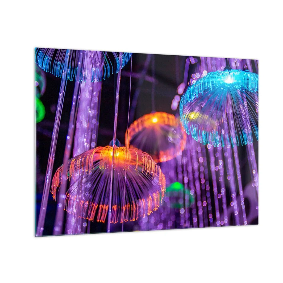 Schilderen op glas - Kleurrijke lichtstructuren die lijken op kwallen - 70x50cm - Lichte fontein - Moderne wanddecoratie voor woonkamer en slaapkamer ARTTOR