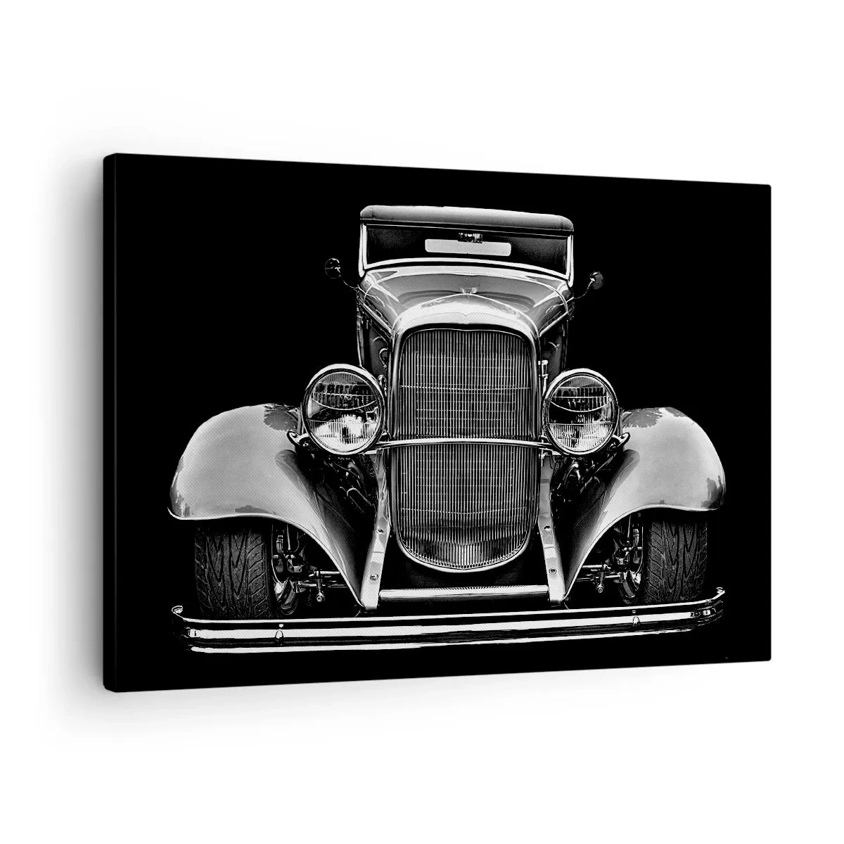 Schilderen op canvas - Een klassieke auto in zwart-wit - 70x50cm - Een echte gentleman - Moderne wanddecoratie voor woonkamer en slaapkamer ARTTOR