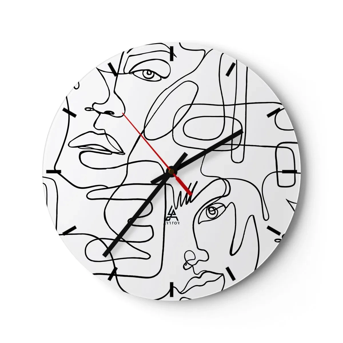 Wandklok - Klok - Minimalistische lijntekeningen van gezichten op een witte achtergrond - 30x30cm - In verwarde emoties - Moderne wanddecoratie voor woonkamer, keuken en slaapkamer ARTTOR