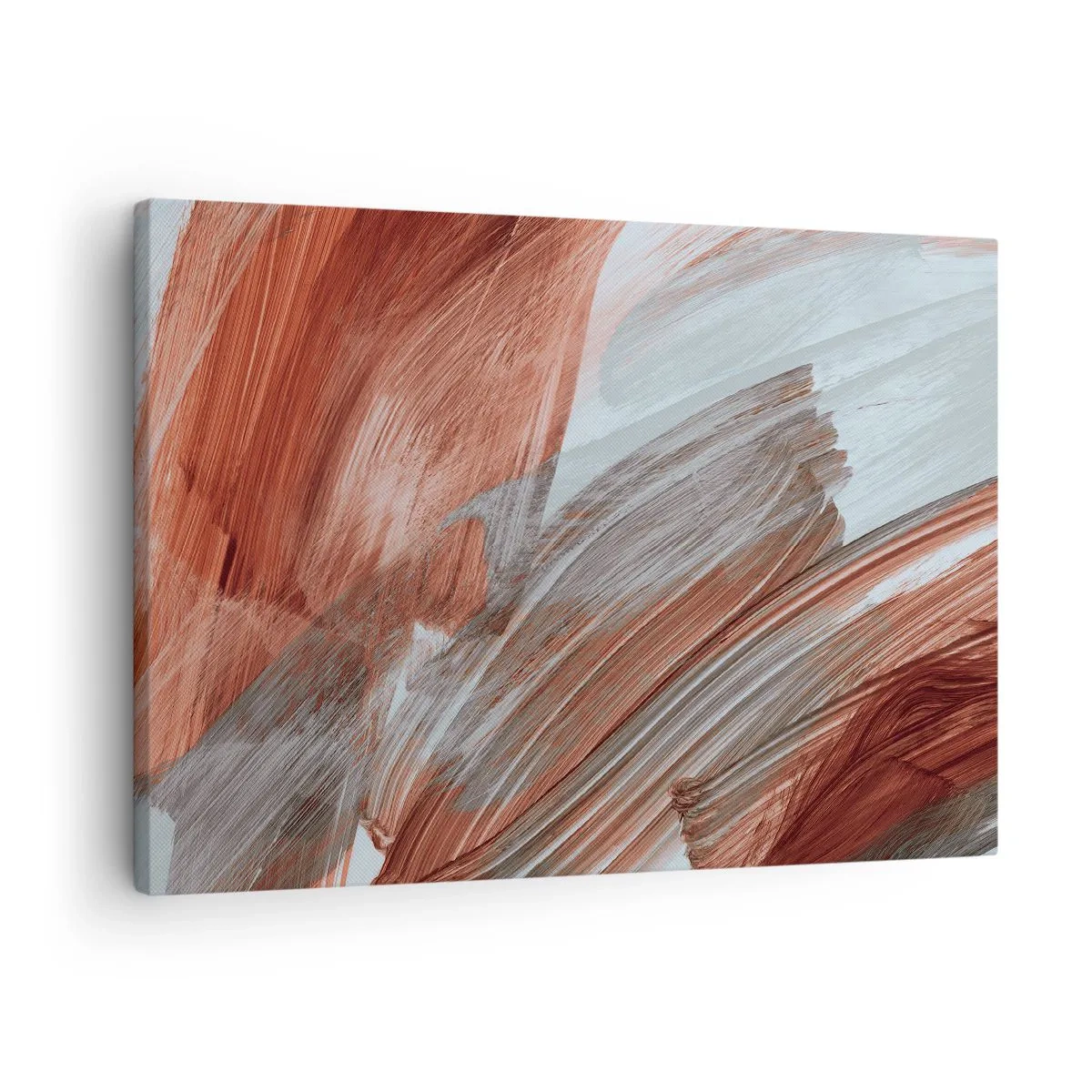 Schilderen op canvas - Abstracte penseelstreken in tinten koper en grijs - 70x50cm - Herfst en winderige abstractie - Moderne wanddecoratie voor woonkamer en slaapkamer ARTTOR