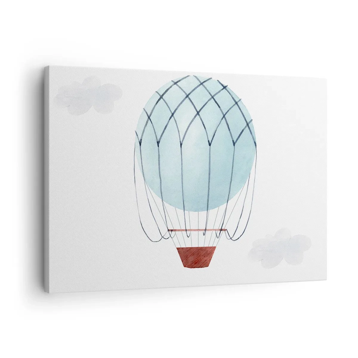 Schilderen op canvas - Een met de hand beschilderde ballon tegen een achtergrond van delicate wolken. - 70x50cm - Hekemaal in de wolken - Moderne wanddecoratie voor woonkamer en slaapkamer ARTTOR
