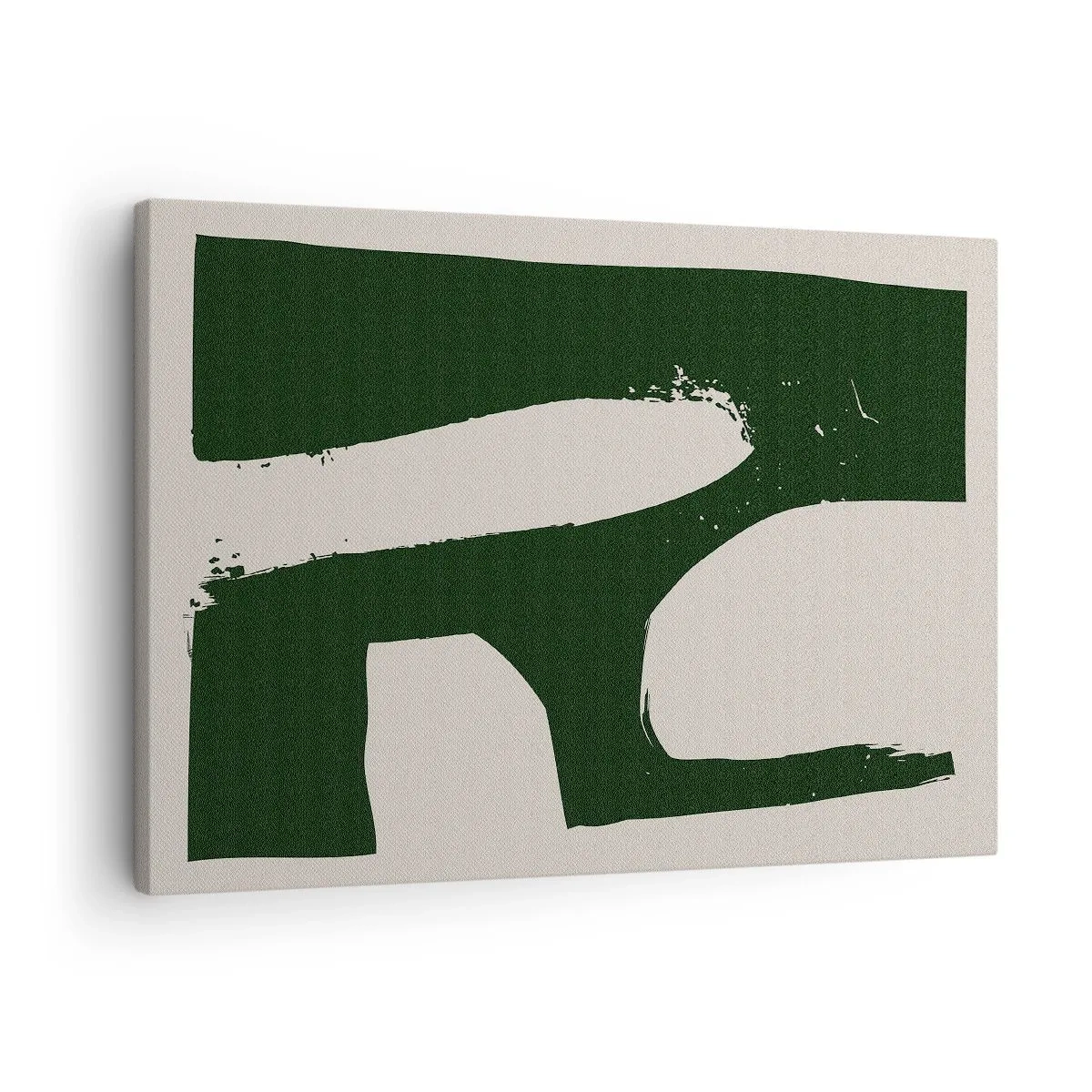 Schilderen op canvas - Minimalistisch abstract in groen op een lichte achtergrond - 70x50cm - Baaien van wit - Moderne wanddecoratie voor woonkamer en slaapkamer ARTTOR