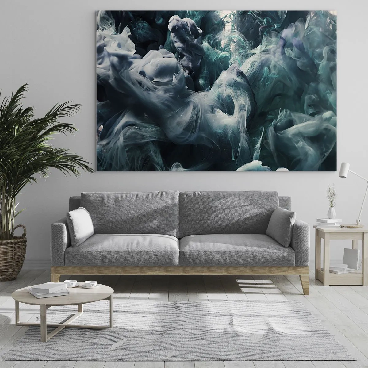 Schilderen op glas - De dans van verf in water creëert abstracte vormen - 70x50cm - De nobele kilheid van steen - Moderne wanddecoratie voor woonkamer en slaapkamer ARTTOR