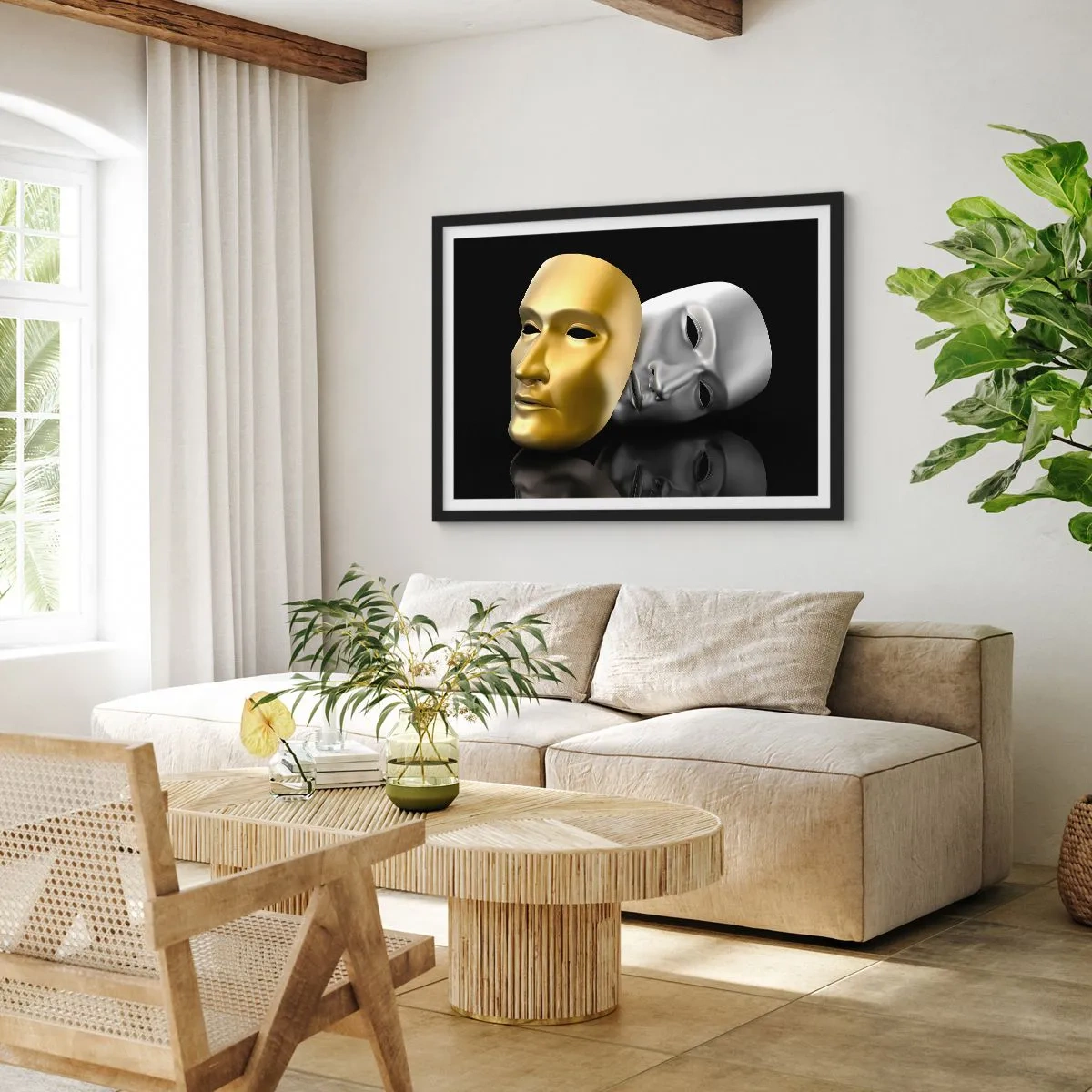 Poster in een zwarte lijst - Het leven is theater - 70x50 cm