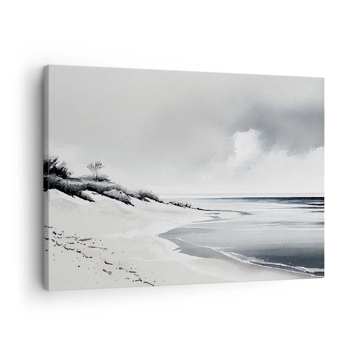 Schilderen op canvas - Een strand in gedempte tinten grijs en blauw - 70x50cm - Voor altijd samen - Moderne wanddecoratie voor woonkamer en slaapkamer ARTTOR