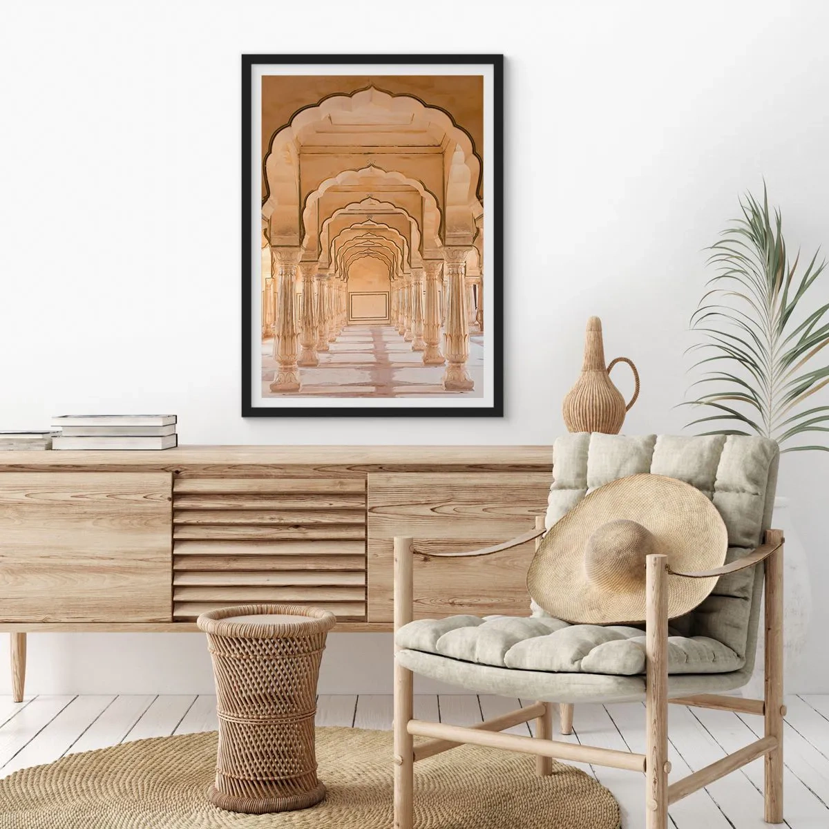 Poster in een zwarte lijst - Oosterse symmetrie - 50x70cm - In het paleis van de maharadja - Moderne wanddecoratie voor woonkamer en slaapkamer ARTTOR