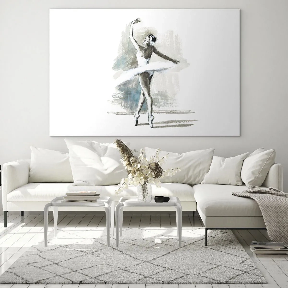 Schilderen op glas - Een ballerina in een klassieke danshouding - 70x50cm - Betoverd in een zwaan - Moderne wanddecoratie voor woonkamer en slaapkamer ARTTOR