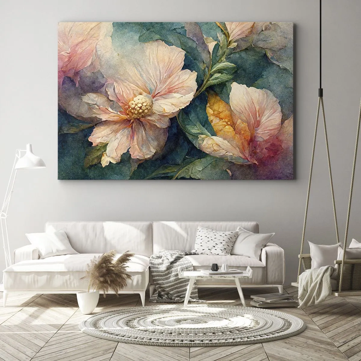 Schilderen op canvas - Delicate bloemen in pastelkleuren - 70x50cm - Gewoon subtiliteit - Moderne wanddecoratie voor woonkamer en slaapkamer ARTTOR