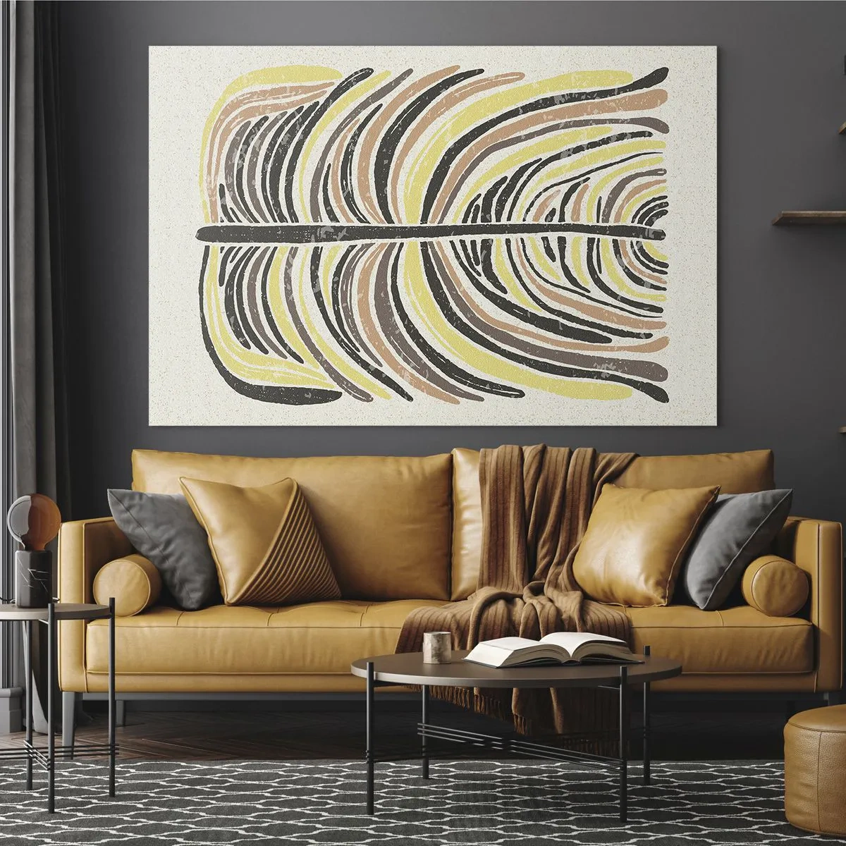 Schilderen op glas - Organische abstractie in warme aardse tinten op een lichte achtergrond - 70x50cm - Abstractie vol leven - Moderne wanddecoratie voor woonkamer en slaapkamer ARTTOR