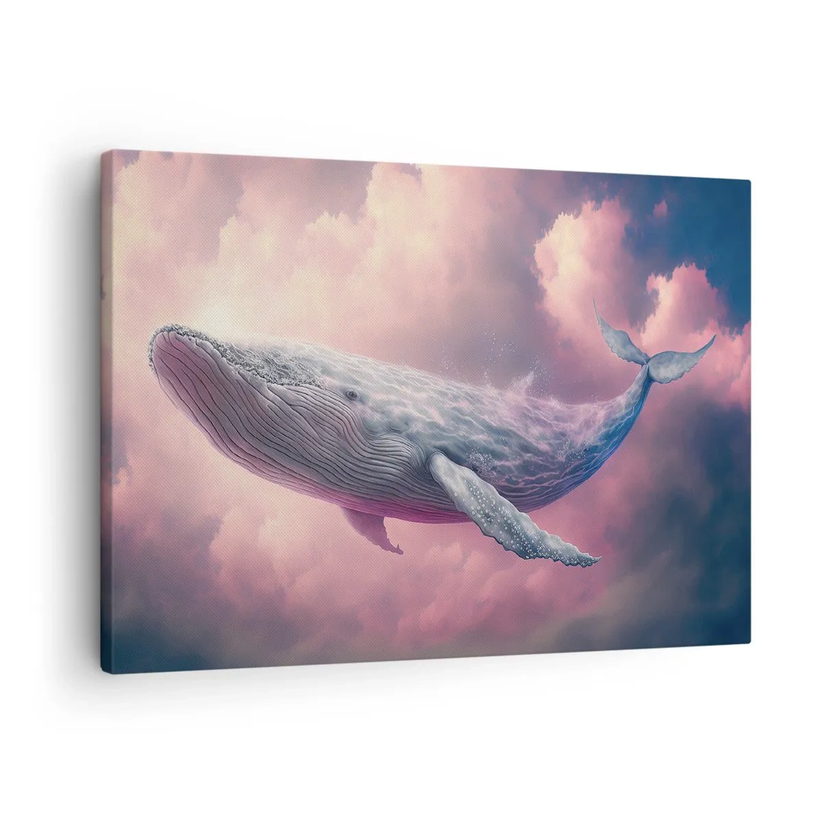 Schilderen op canvas - Een walvis die bij zonsondergang in de wolken zweeft - 70x50cm - Wrijf over je ogen - Moderne wanddecoratie voor woonkamer en slaapkamer ARTTOR