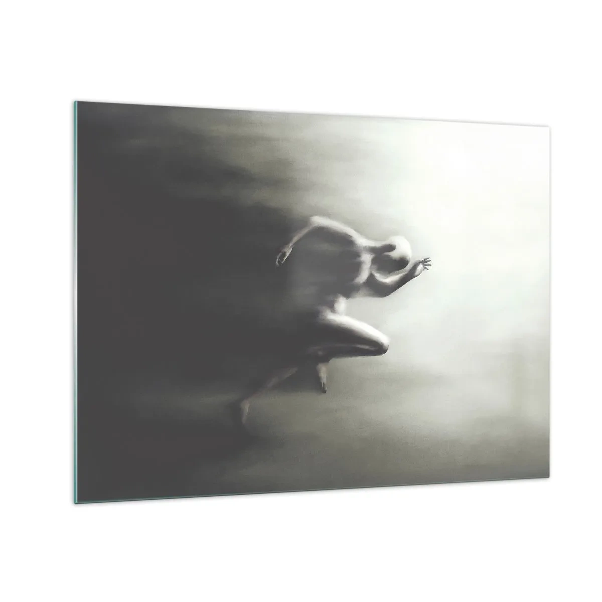 Schilderen op glas - Dynamisch silhouet van een rennende figuur in wazig licht - 70x50cm - Niet te stopen - Moderne wanddecoratie voor woonkamer en slaapkamer ARTTOR
