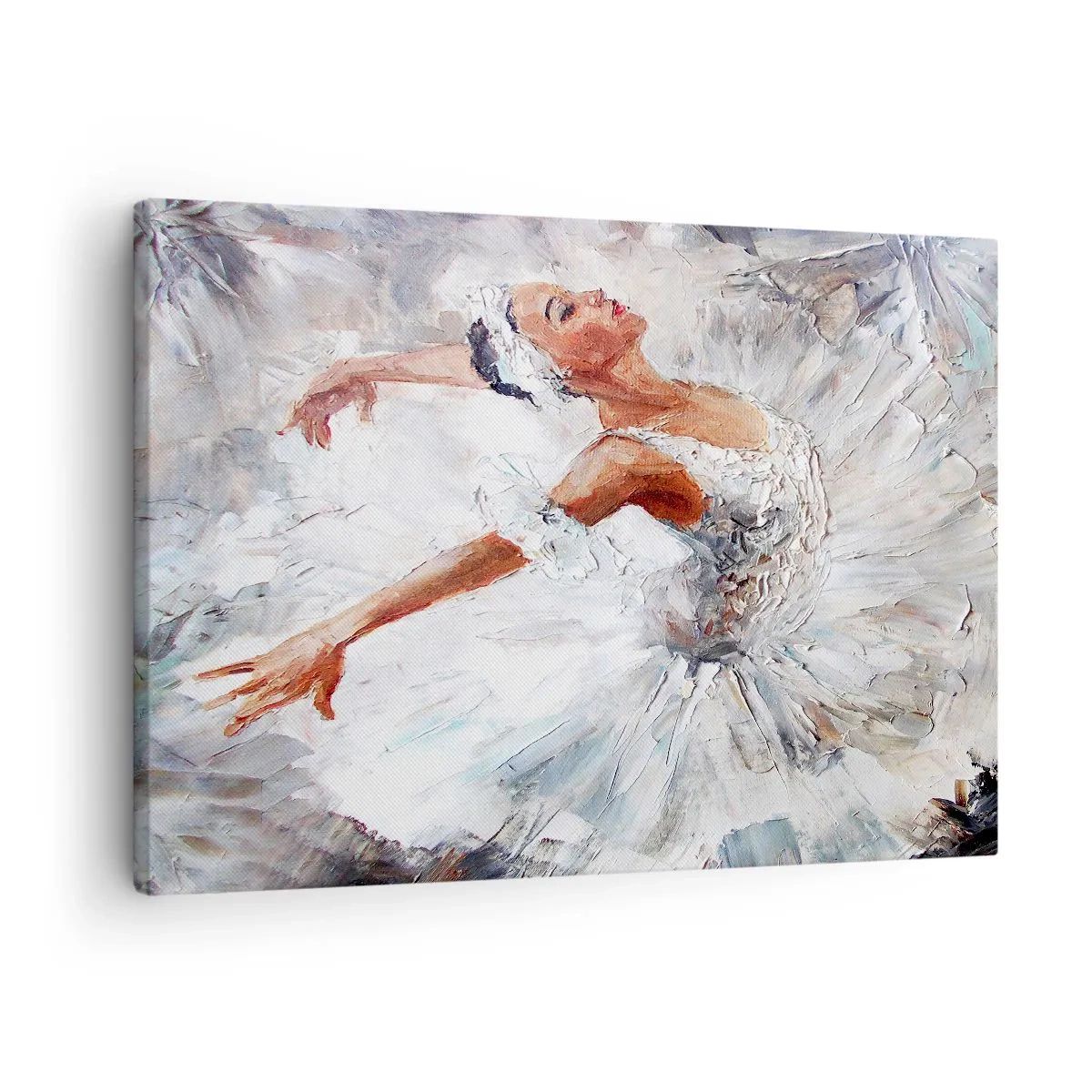 Schilderen op canvas - Een ballerina in een witte jurk danst - 70x50cm - Delicaat en licht als tule - Moderne wanddecoratie voor woonkamer en slaapkamer ARTTOR