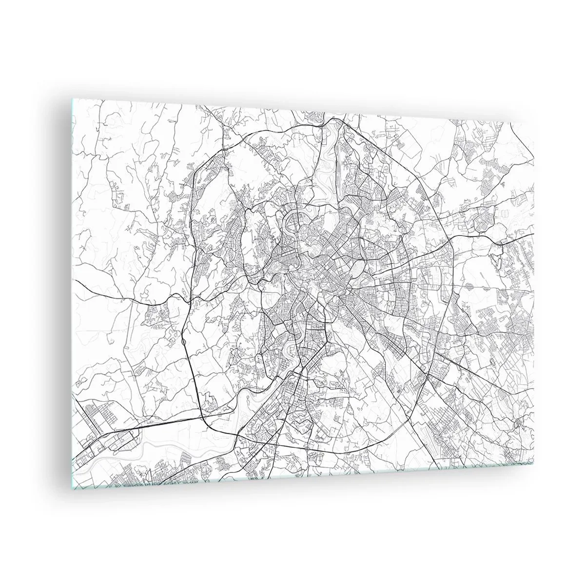 Schilderen op glas - Kaart van Rome met een duidelijke cirkelvormige wegenindeling - 70x50cm - Romeinse cirkel - Moderne wanddecoratie voor woonkamer en slaapkamer ARTTOR
