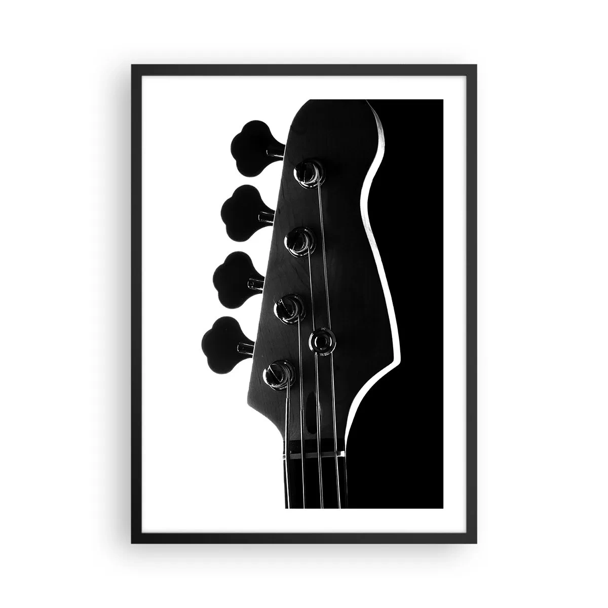 Poster in een zwarte lijst - Een minimalistisch zwart-wit muziekthema met een elektrische gitaar. - 50x70cm - Rock stilte - Moderne wanddecoratie voor woonkamer en slaapkamer ARTTOR
