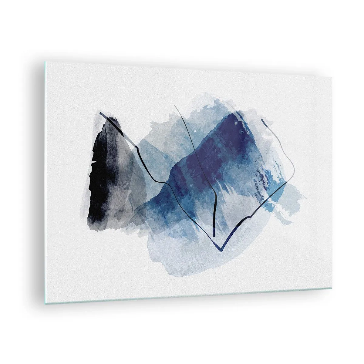 Schilderen op glas - Abstracte compositie in tinten blauw - 70x50cm - Ijsberg - Moderne wanddecoratie voor woonkamer en slaapkamer ARTTOR