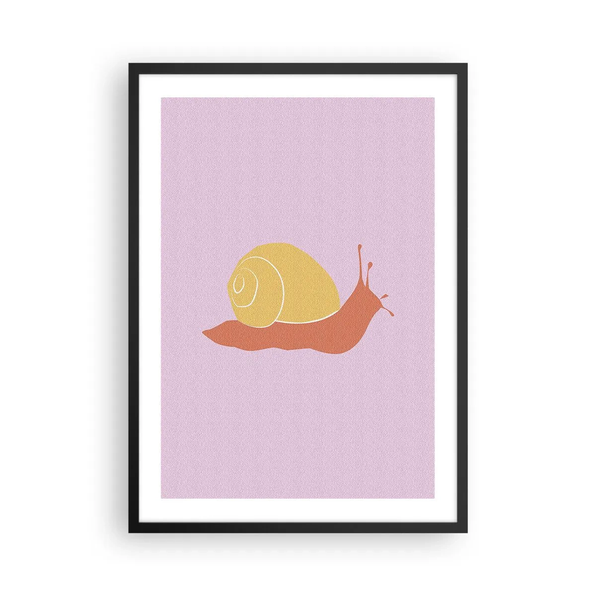 Poster in een zwarte lijst - Minimalistische slakafbeelding op een pastelkleurige achtergrond - 50x70cm - Er is geen haast - Moderne wanddecoratie voor woonkamer en slaapkamer ARTTOR