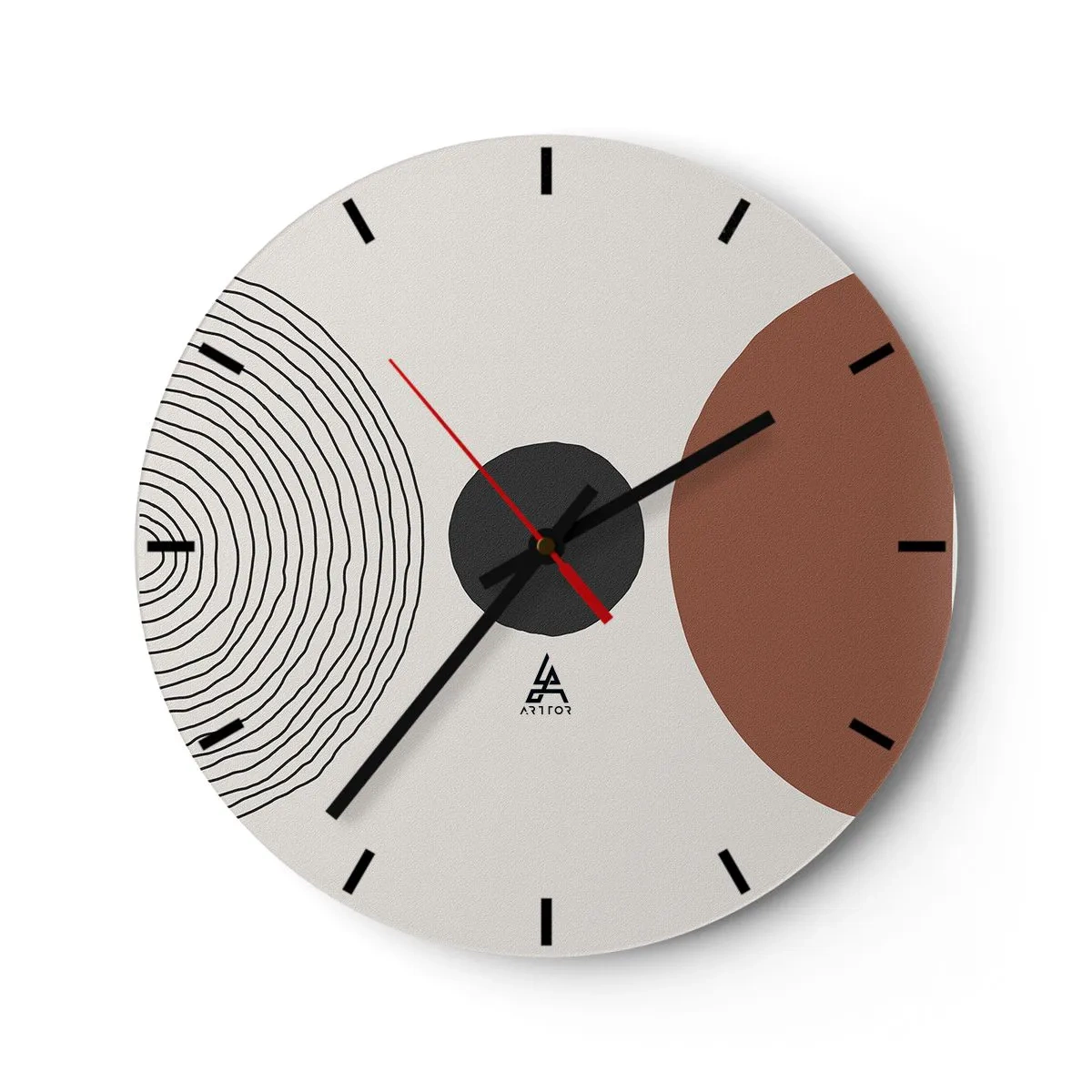 Wandklok - Klok - Concentrische lijnen en geometrische cirkels in contrast - 30x30cm - Het middelpunt van de aandacht - Moderne wanddecoratie voor woonkamer, keuken en slaapkamer ARTTOR
