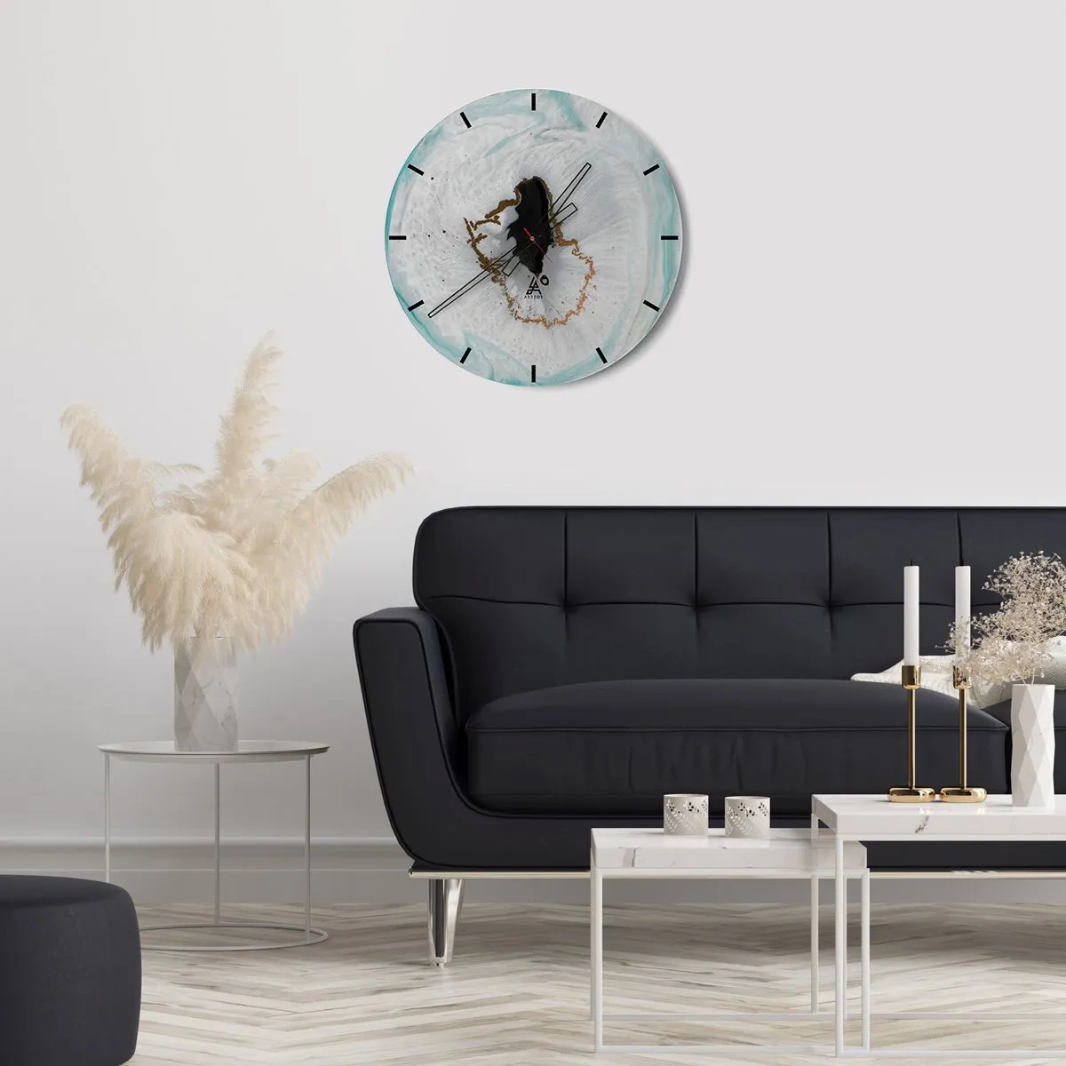Wandklok - Klok - Abstract patroon met geode-effect en gouden accenten - 30x30cm - Binnendringen - Moderne wanddecoratie voor woonkamer, keuken en slaapkamer ARTTOR