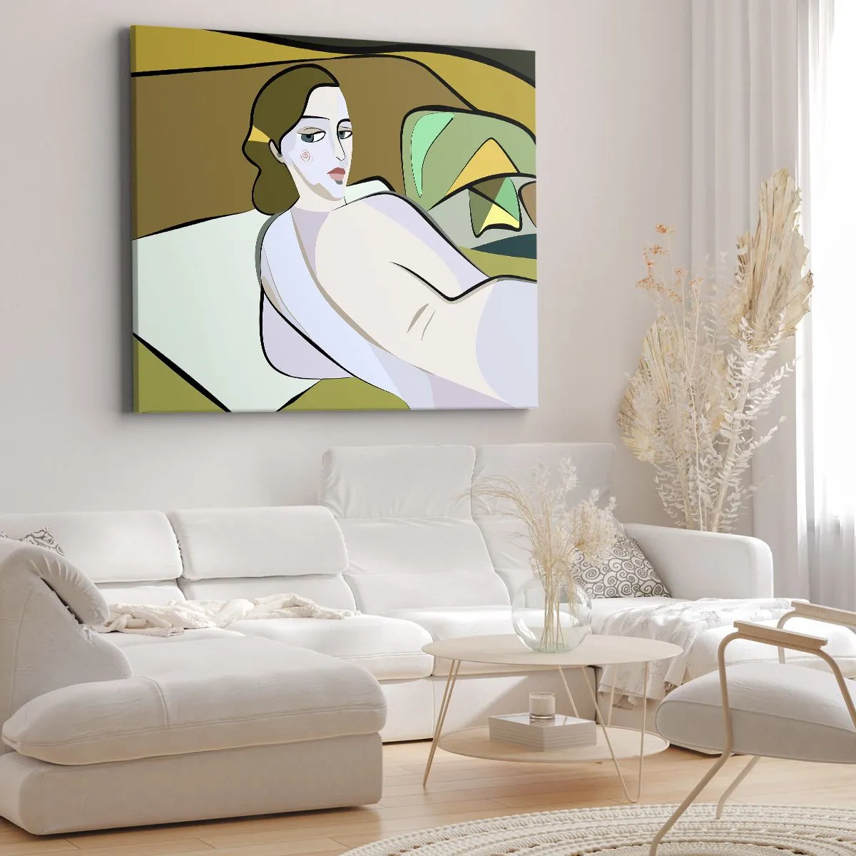 Schilderen op canvas - Abstract figuur in moderne stijl - 70x50cm - Intiem portret - Moderne wanddecoratie voor woonkamer en slaapkamer ARTTOR