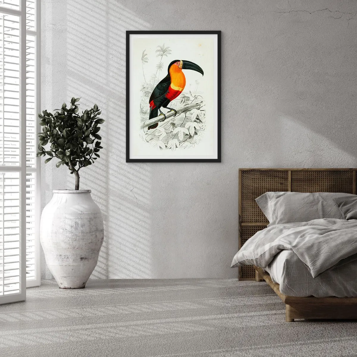 Poster in een zwarte lijst - Papegaaienportret - 50x70cm - Kleuren van vogels - Moderne wanddecoratie voor woonkamer en slaapkamer ARTTOR