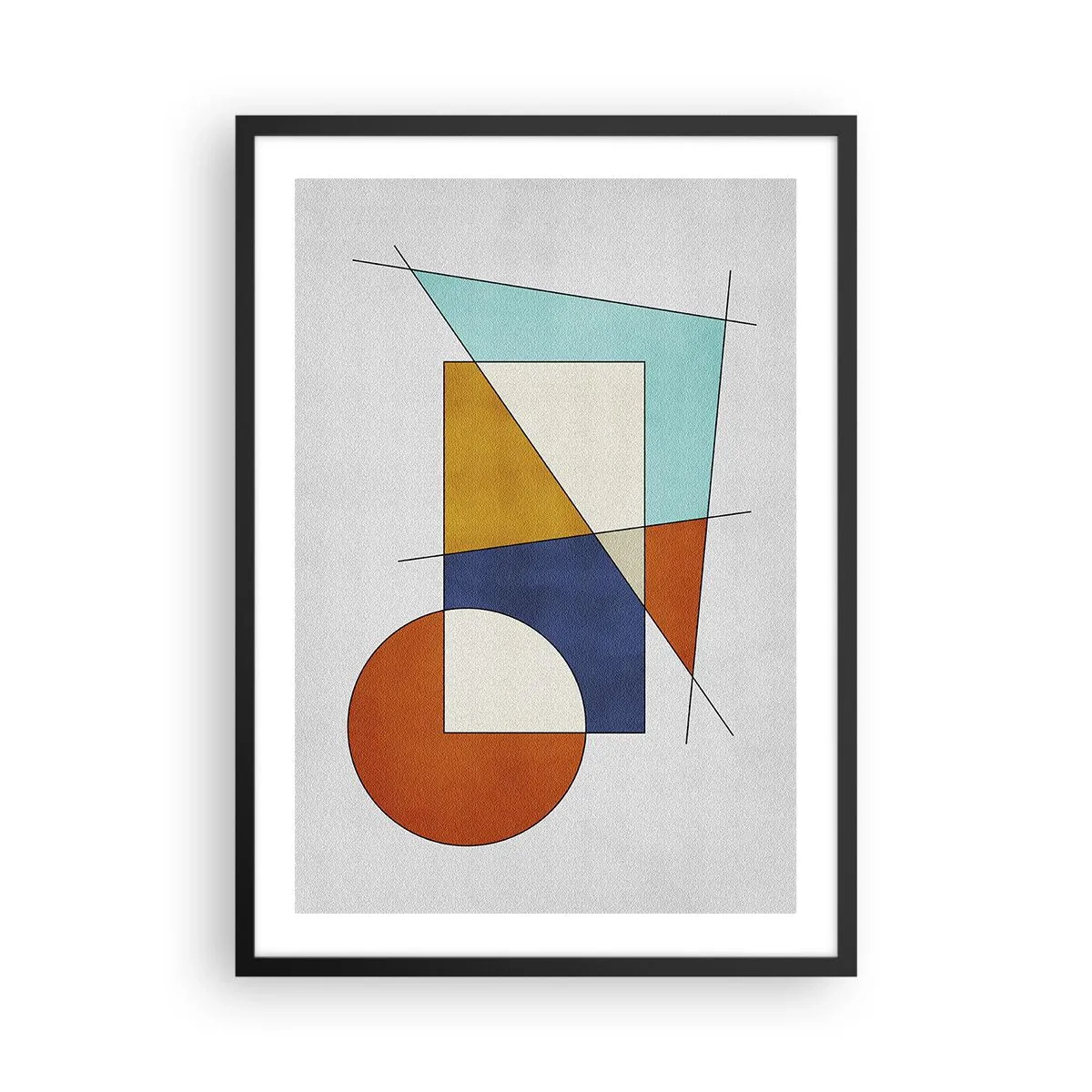 Poster in een zwarte lijst - Geometrische abstractie met kleurrijke figuren en lijnen - 50x70cm - Abstractie: modernistisch plezier - Moderne wanddecoratie voor woonkamer en slaapkamer ARTTOR