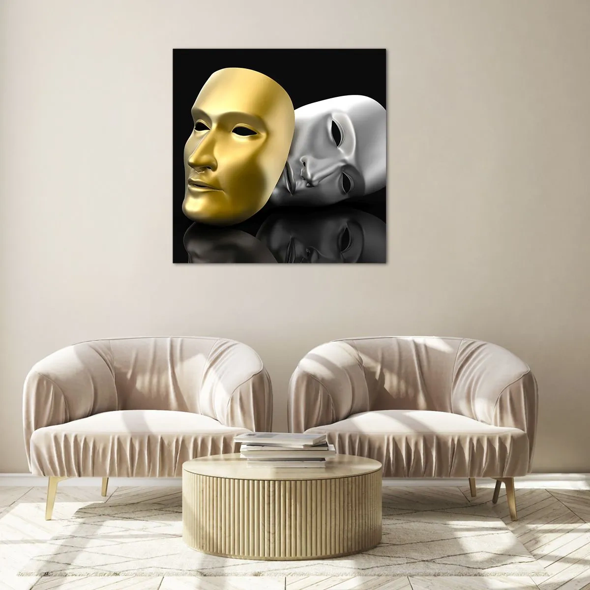 Schilderen op glas - Het leven is theater - 30x30 cm