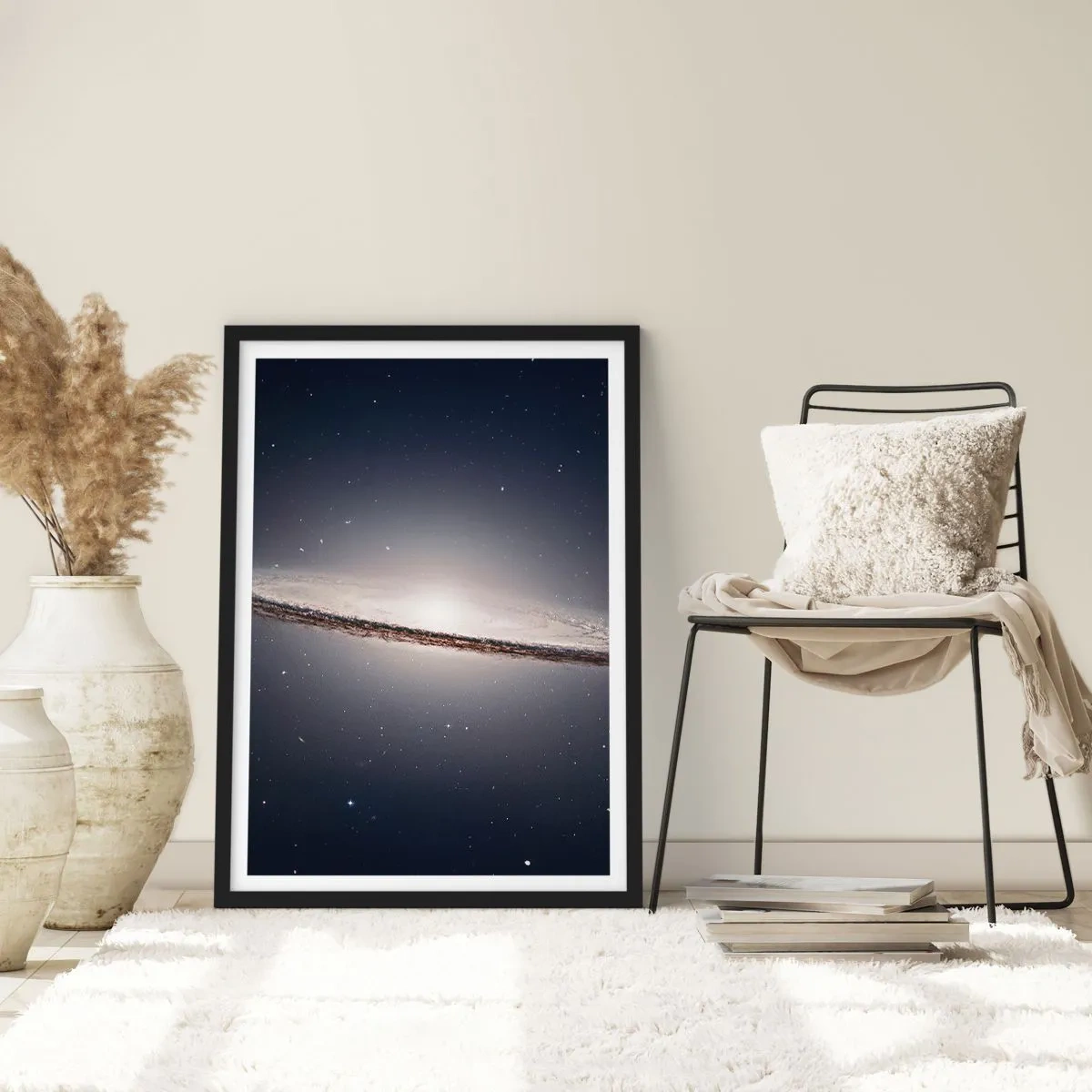 Poster in een zwarte lijst - Een monumentaal spiraalstelsel tegen de achtergrond van de ruimte - 50x70cm - Lang geleden, in een sterrenstelsel ver, ver weg... - Moderne wanddecoratie voor woonkamer en slaapkamer ARTTOR